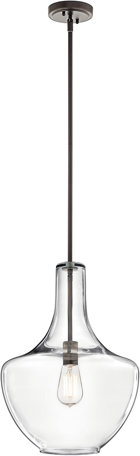 Kichler Everly 19.75" Transitional 1 Light Olde Bronze Pendant Light with Clear Glass