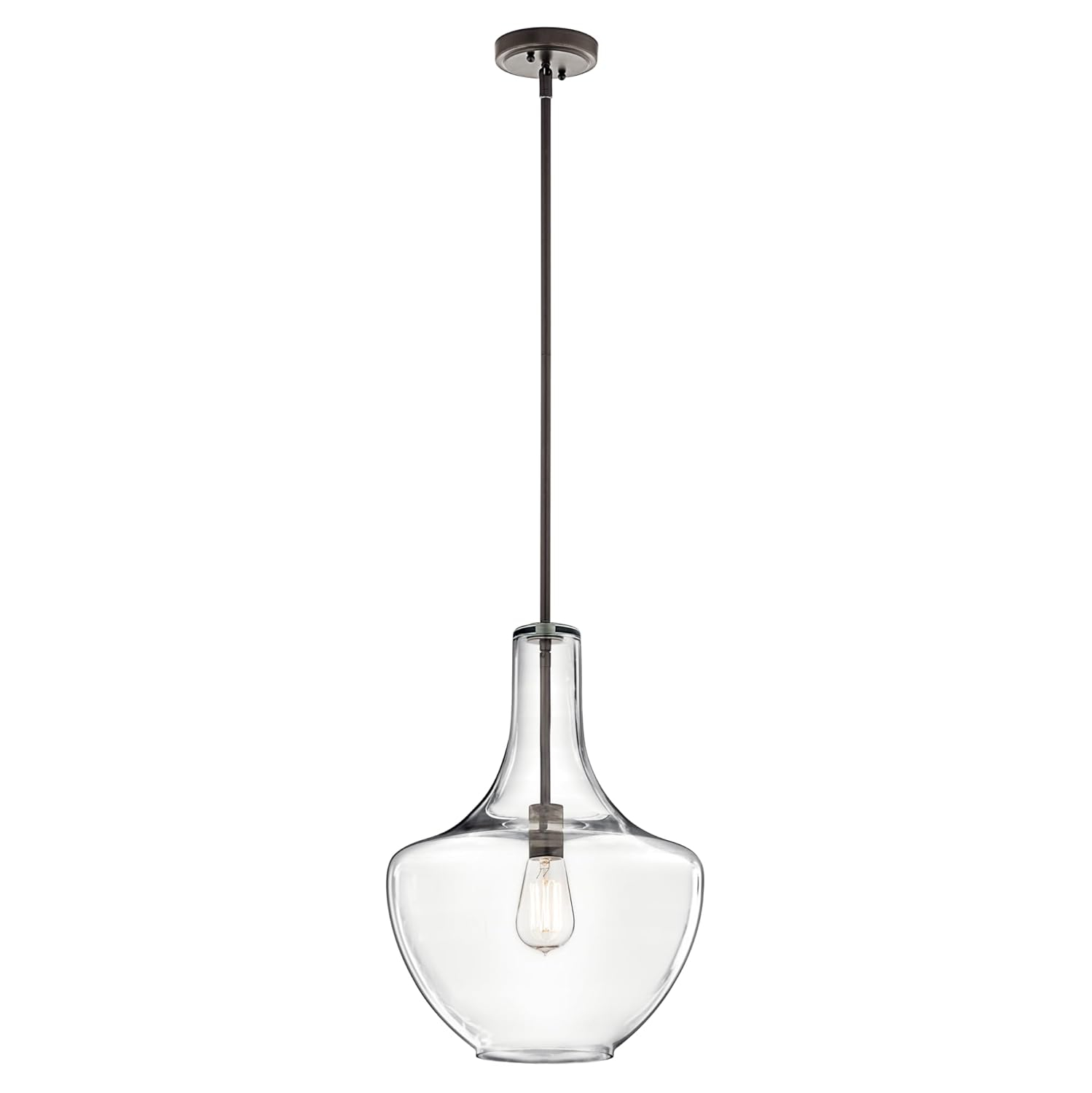 Kichler Everly 19.75" Transitional 1 Light Olde Bronze Pendant Light with Clear Glass