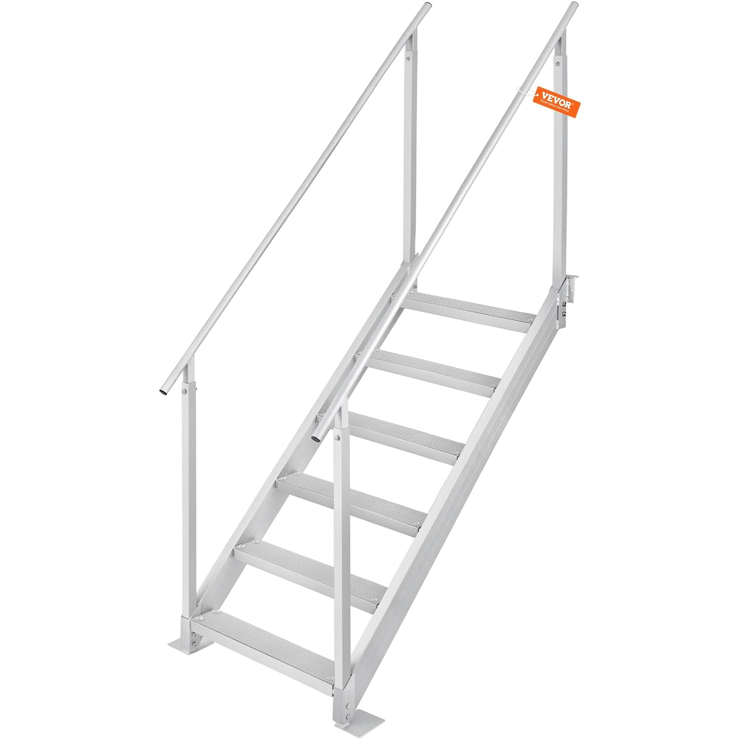 VEVOR Dock Stairs 4 Steps, 500lbs Load Pool Steps, Adjustable Height Aluminum Dock Ladders, Pontoon Boat Ladder with Handrails & Widen Nonslip Pedals for Lake/Pool/Marine Boarding/RV/House