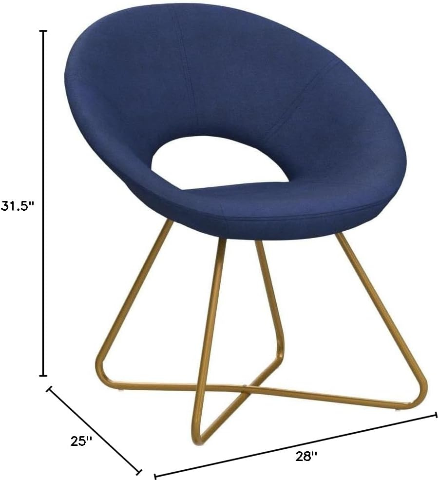 Roundhill Furniture Slatina Silky Velvet Upholstered Accent Chair with Gold Tone Finished Base, Blue