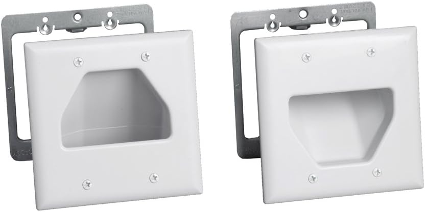 DATA COMM Electronics 50-3332-WH-KIT Flat Panel Cable Organizer Kit, Wall Plate Cable Pass Through, Conceals Low Voltage Wires Behind Mounted TV, Home Theater, Cord Hider Management, White
