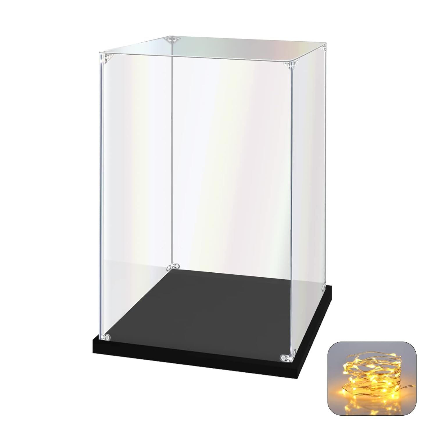 Acrylic Display Case for Collectibles Assemble Clear Acrylic Display Box for Lego Alternative Glass Case for Showcasing Figures Doll Toys Home Storage(6x6x10 inch, 15x15x25 cm)