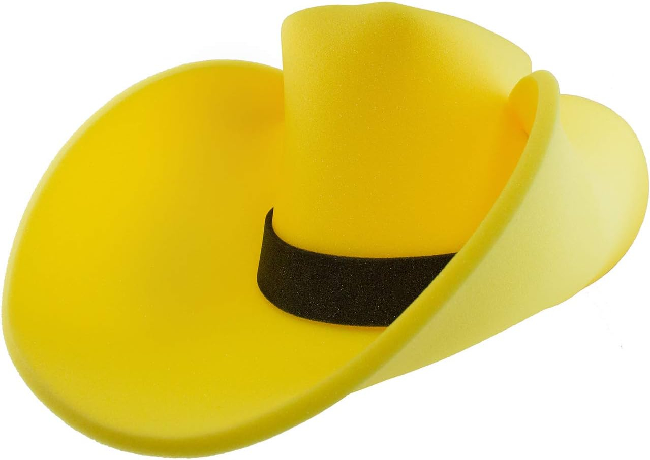 FUNSTITUTION Cowboy Hat, Giant Foam Cowboy Hat - Oversized Hat - Silly, Crazy and Funny Hats for Adults and Kids - Huge Hat - Yellow Hat
