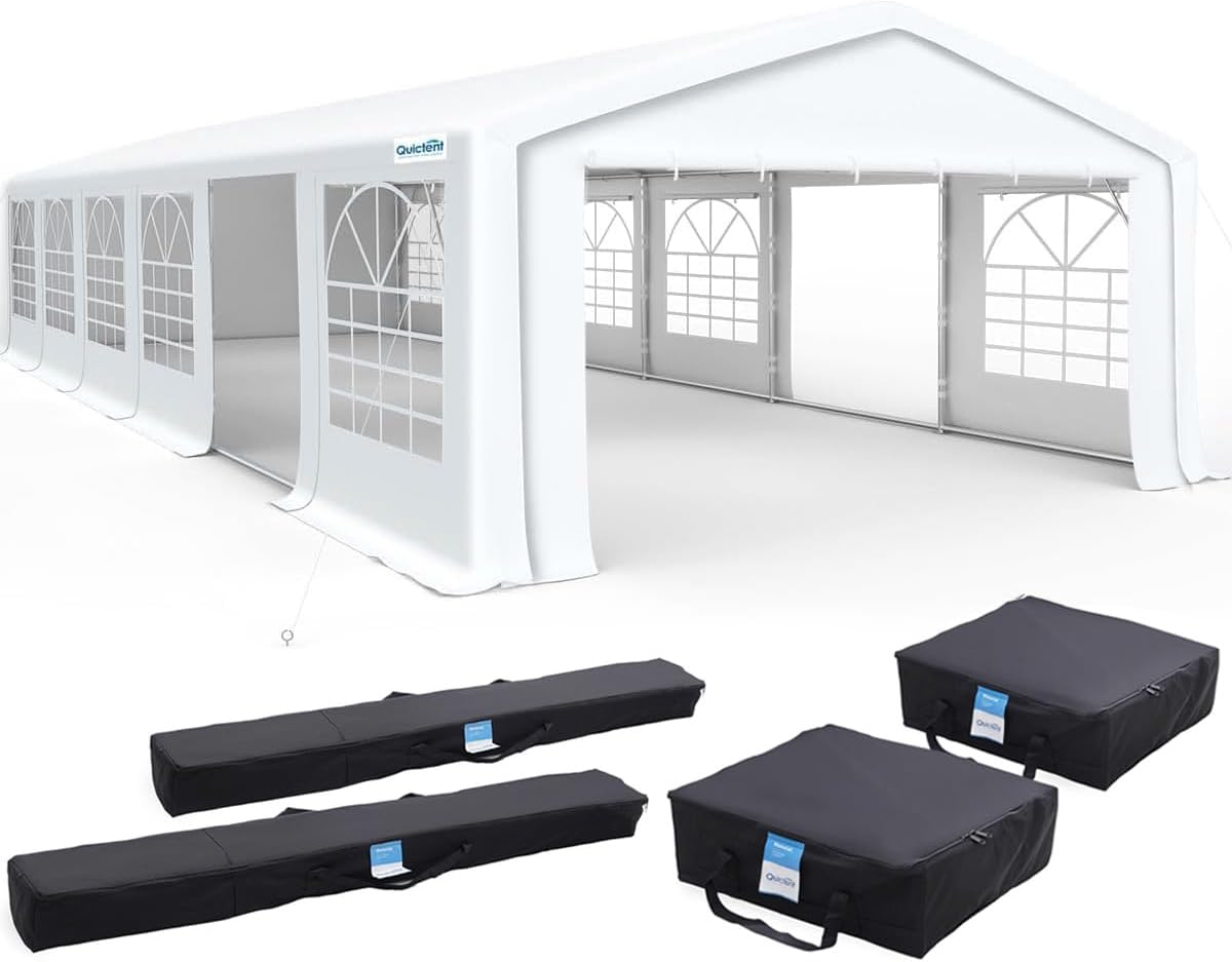 Quictent 20'x 40' Upgraded Galvanized Heavy Duty Gazebo Party Wedding Tent Canopy Carport Shelter with Carry Bags(20x40, White), Event Canopy