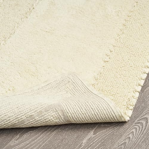 Laura Ashley Off-White Cotton Ruffle Border Bath Rug 20" x 34"
