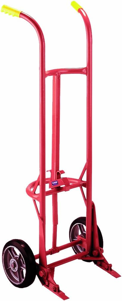 Heavy-Duty Red Steel Drum Truck with Rubber Wheels