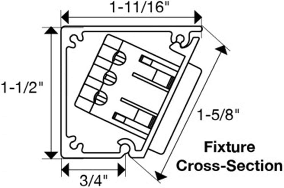 White 36" Angled Power Strip with 4 Receptacles