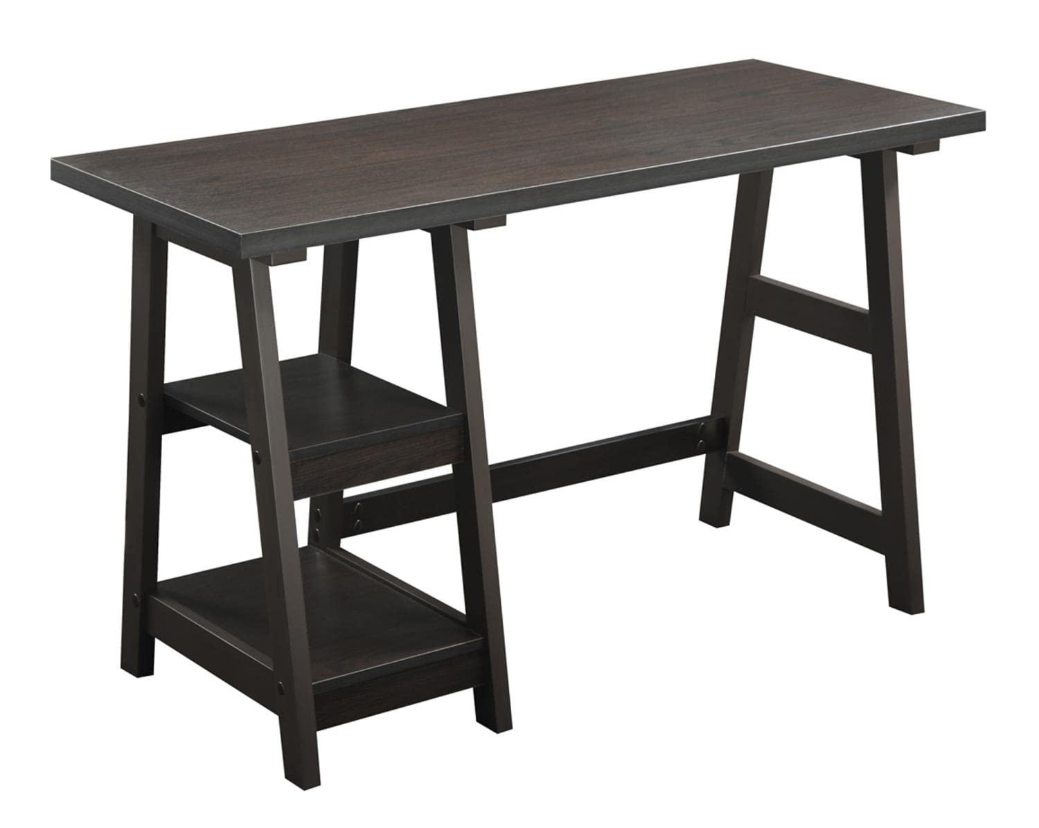 Convenience Concepts Designs2Go 29.25" Tall Trestle Desk with Shelves, Espresso