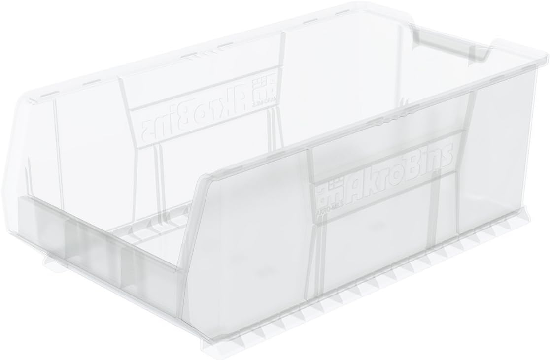 Clear Plastic Stackable Storage Bin for Garage Organization
