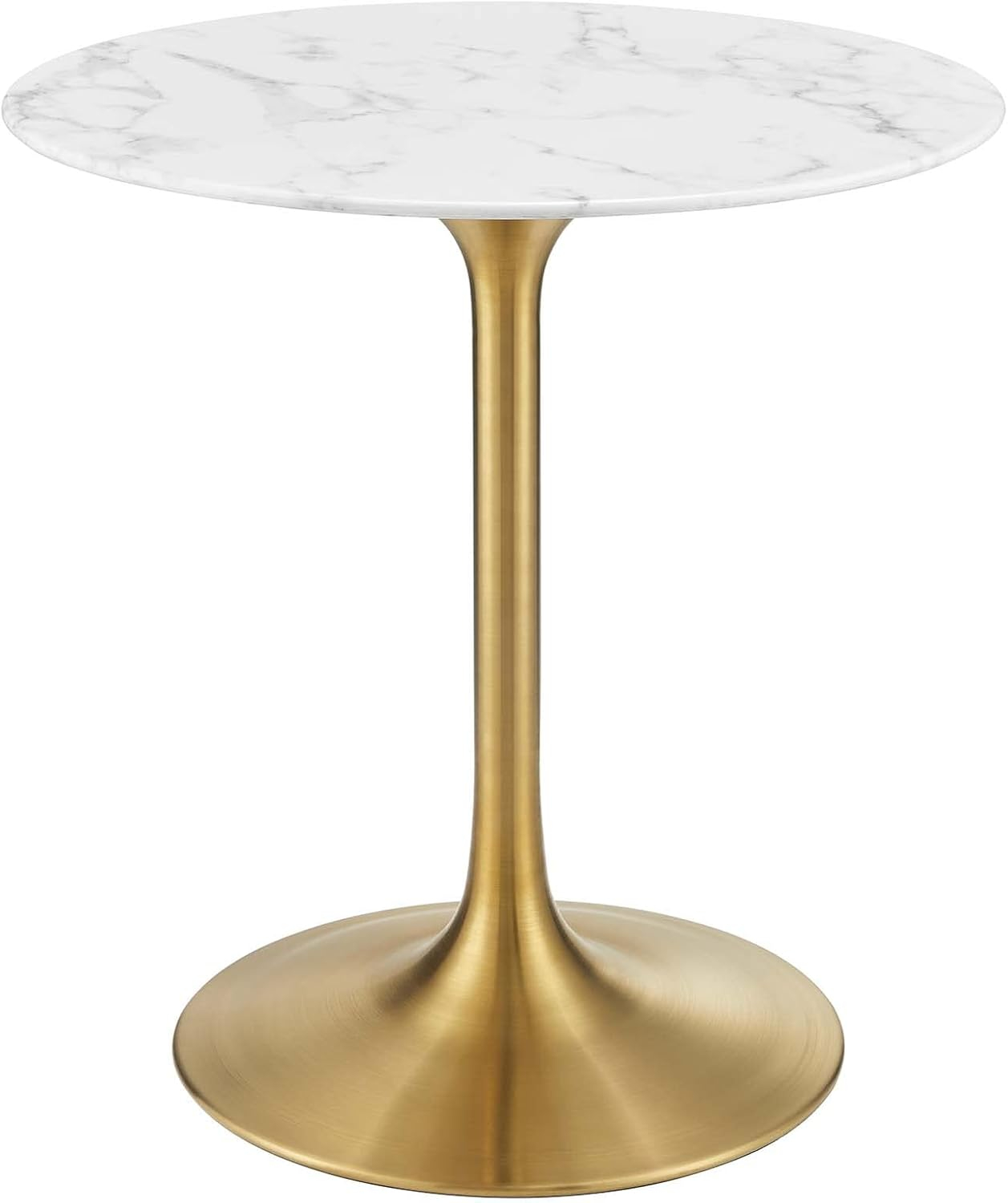 Modway Lippa 47" Round Wood & Metal Dining Table in Gold and White