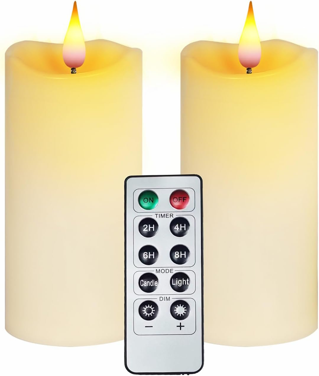 Aignis Indoor Flameless LED Candles Battery Operated with Remote Timer and Wax-Like Shell for Home/Wedding/Holiday Decor, Set of 2(D 2.95" x H 6")