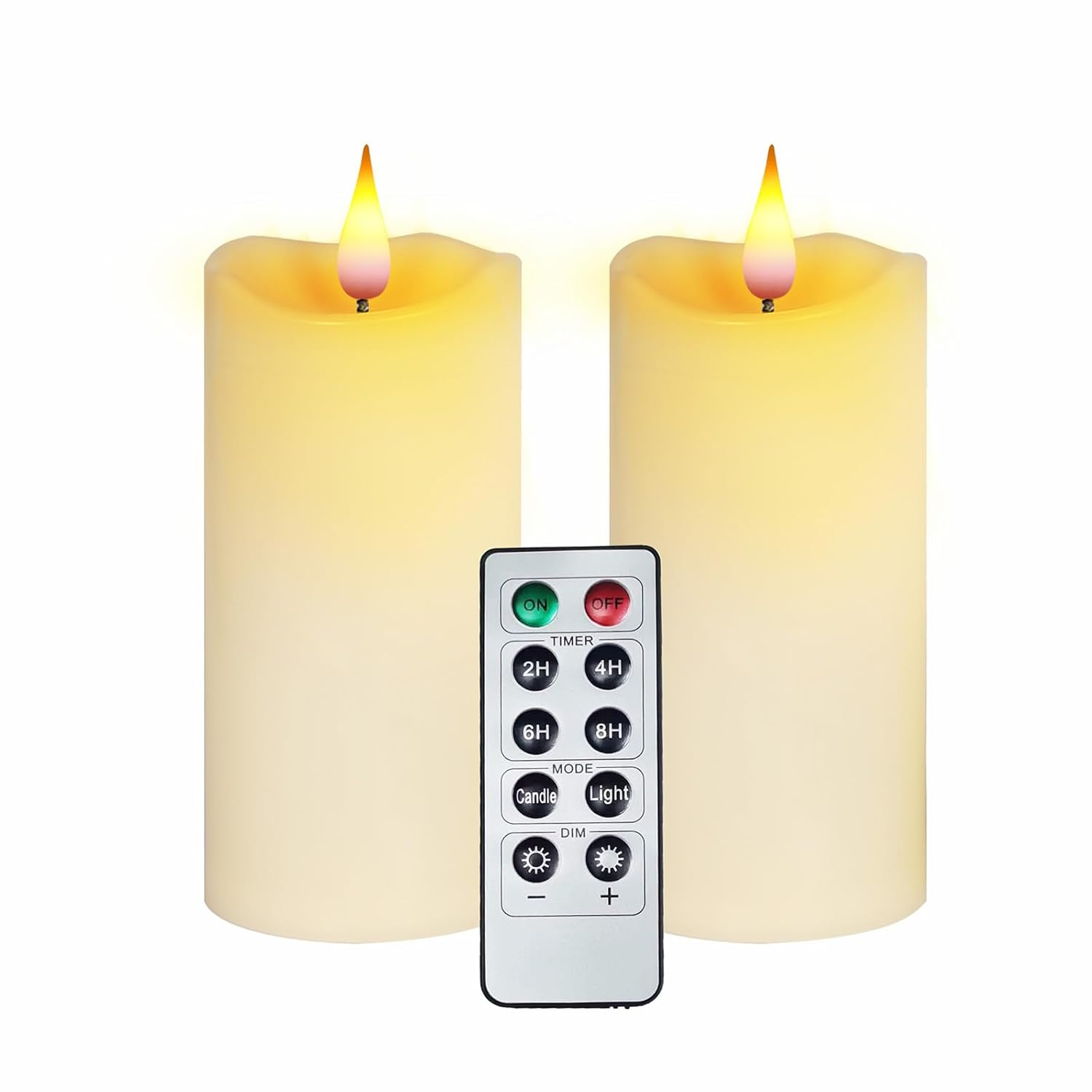 Aignis Indoor Flameless LED Candles Battery Operated with Remote Timer and Wax-Like Shell for Home/Wedding/Holiday Decor, Set of 2(D 2.95" x H 6")