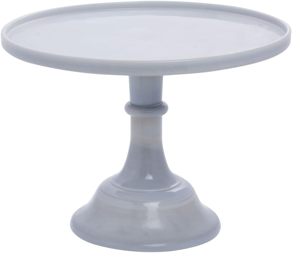 Marble Grey Glass 14" Pedestal Cake Stand with Vintage Charm