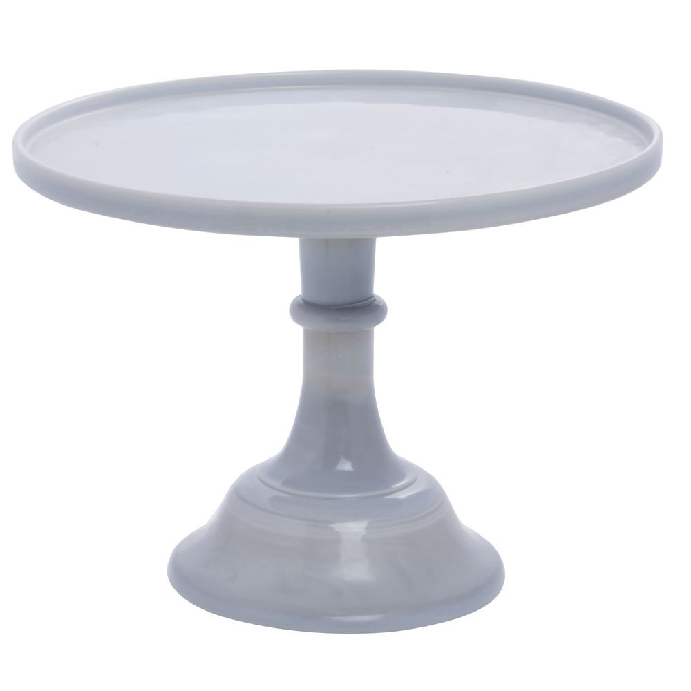 Marble Grey Glass 14" Pedestal Cake Stand with Vintage Charm