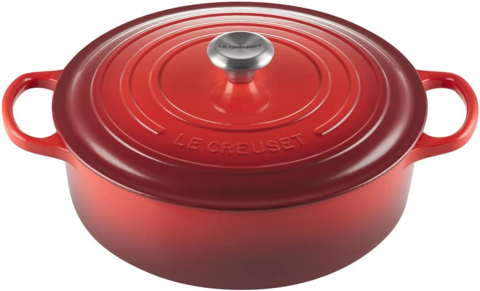Cerise Enameled Cast Iron Round Dutch Oven, 6.75 qt
