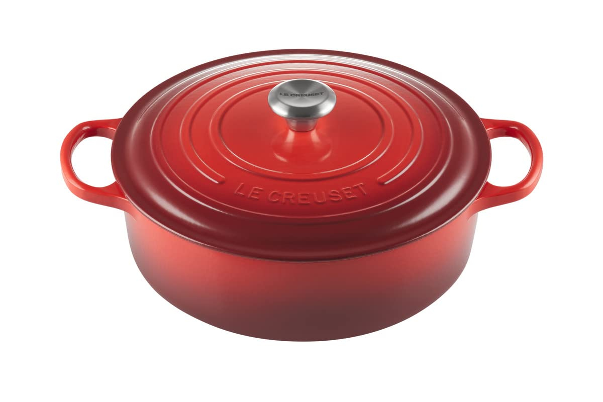 Cerise Enameled Cast Iron Round Dutch Oven, 6.75 qt