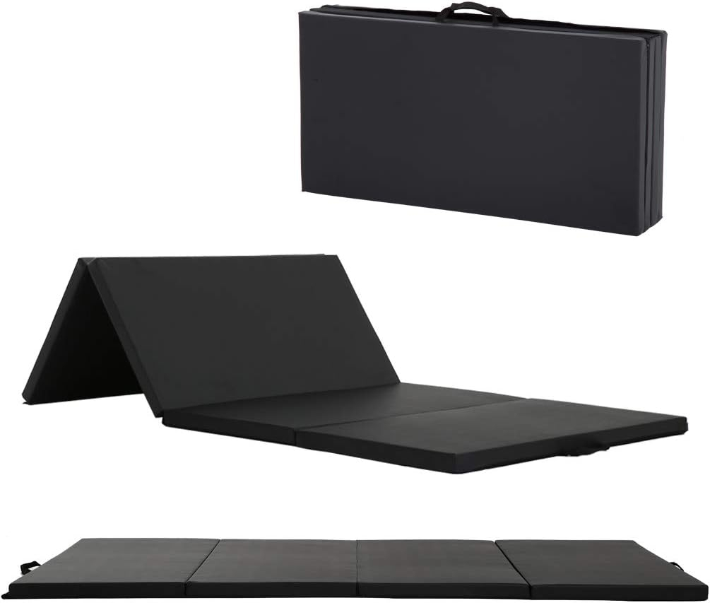 Gymnastics Tumbling Mats Portable Gymnastics Mat Foldable Tumbling Mat 4'x8/2'x6' PU Leather Exercise Mat Yoga Mat with Carrying Handles for home Workout outdoor Yoga Gymnastics