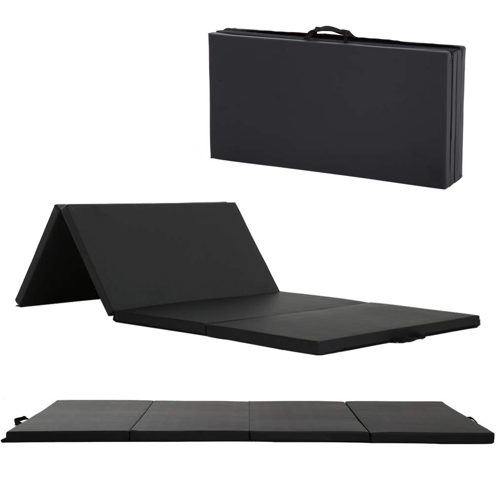 Gymnastics Tumbling Mats Portable Gymnastics Mat Foldable Tumbling Mat 4'x8/2'x6' PU Leather Exercise Mat Yoga Mat with Carrying Handles for home Workout outdoor Yoga Gymnastics