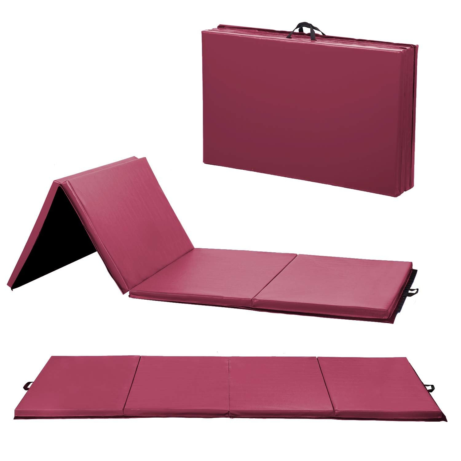 Gymnastics Tumbling Mats Portable Gymnastics Mat Foldable Tumbling Mat 4'x8/2'x6' PU Leather Exercise Mat Yoga Mat with Carrying Handles for home Workout outdoor Yoga Gymnastics