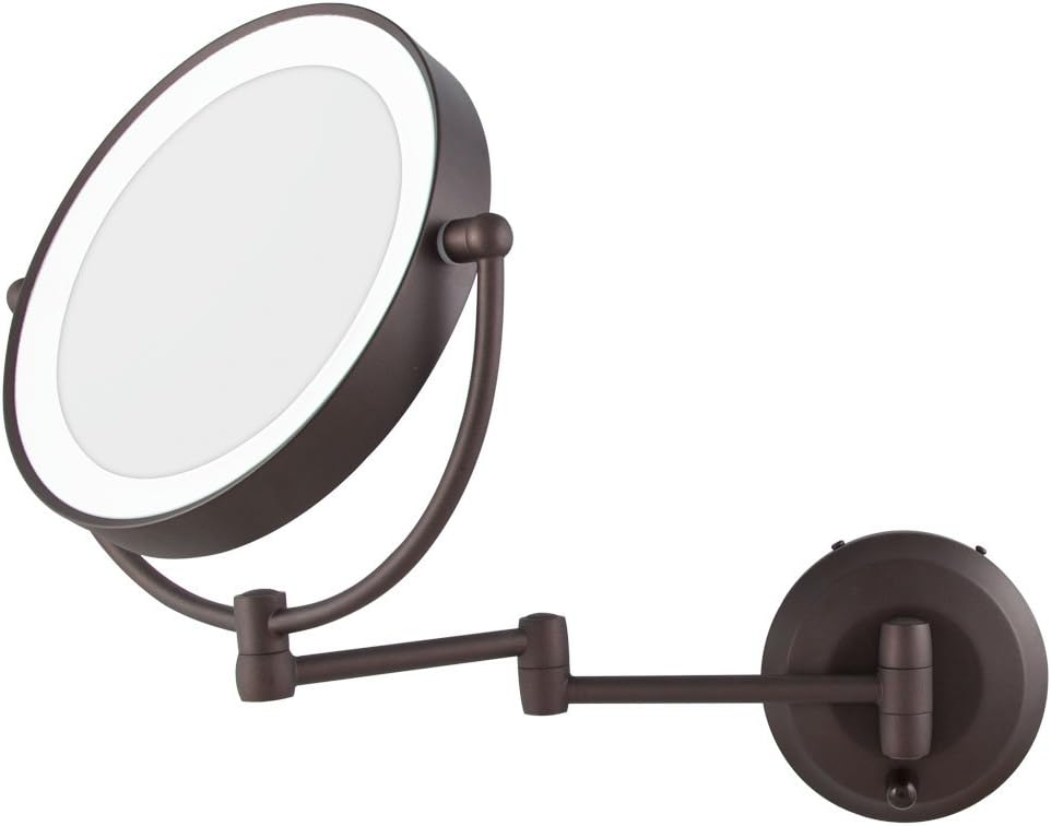 Oil-Rubbed Bronze Round LED Wall Mounted Magnifying Mirror