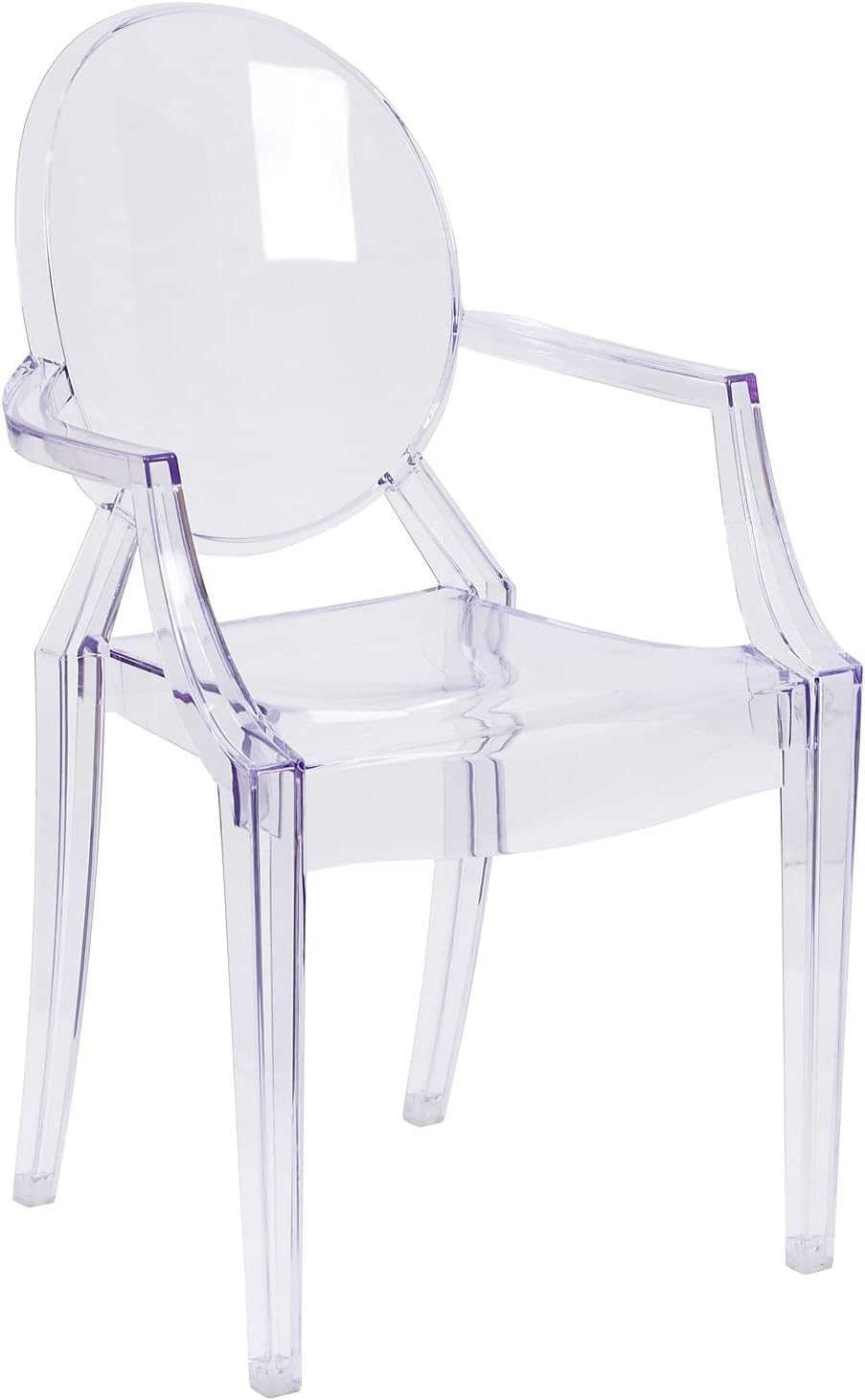 BizChair Oval Back Ghost Chair with Arms in Transparent Crystal