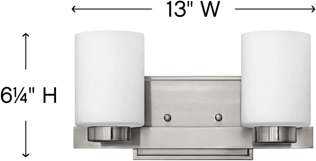 Chrome 2-Light Dimmable Bathroom Vanity Fixture with Opal Glass Shades