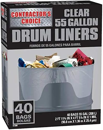 Contractor's Choice Contractor 55-Gallons Scent free Clear Outdoor Plastic Construction Flap Tie Trash Bag 40 -Count