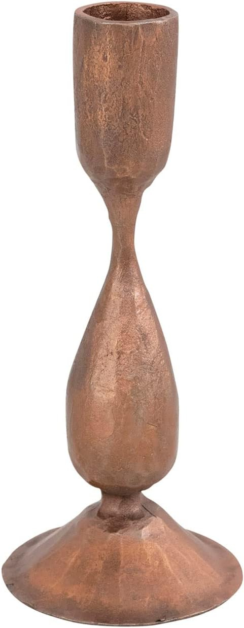 Antique Copper Finish Hand-Forged Iron Taper Candlestick Holder