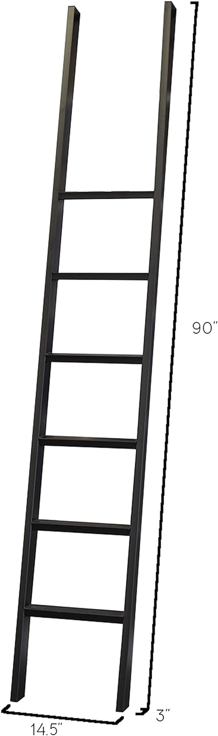 Traditional 8' Tall Wood Bookcase Wall With Ladder Aged Office Bookcases White