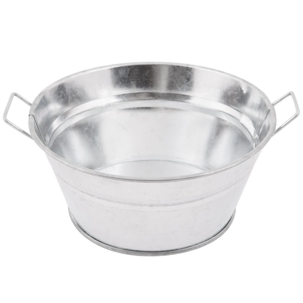 Silver Galvanized Steel Round Tub with Handles