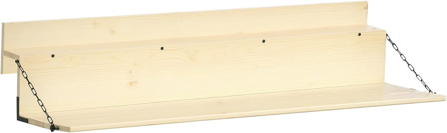 Outsunny Hanging Balcony Table, Spruce Wood Foldable Railing Bar, Serving Table & Desk, Fits up to 3.9 Inches, Natural