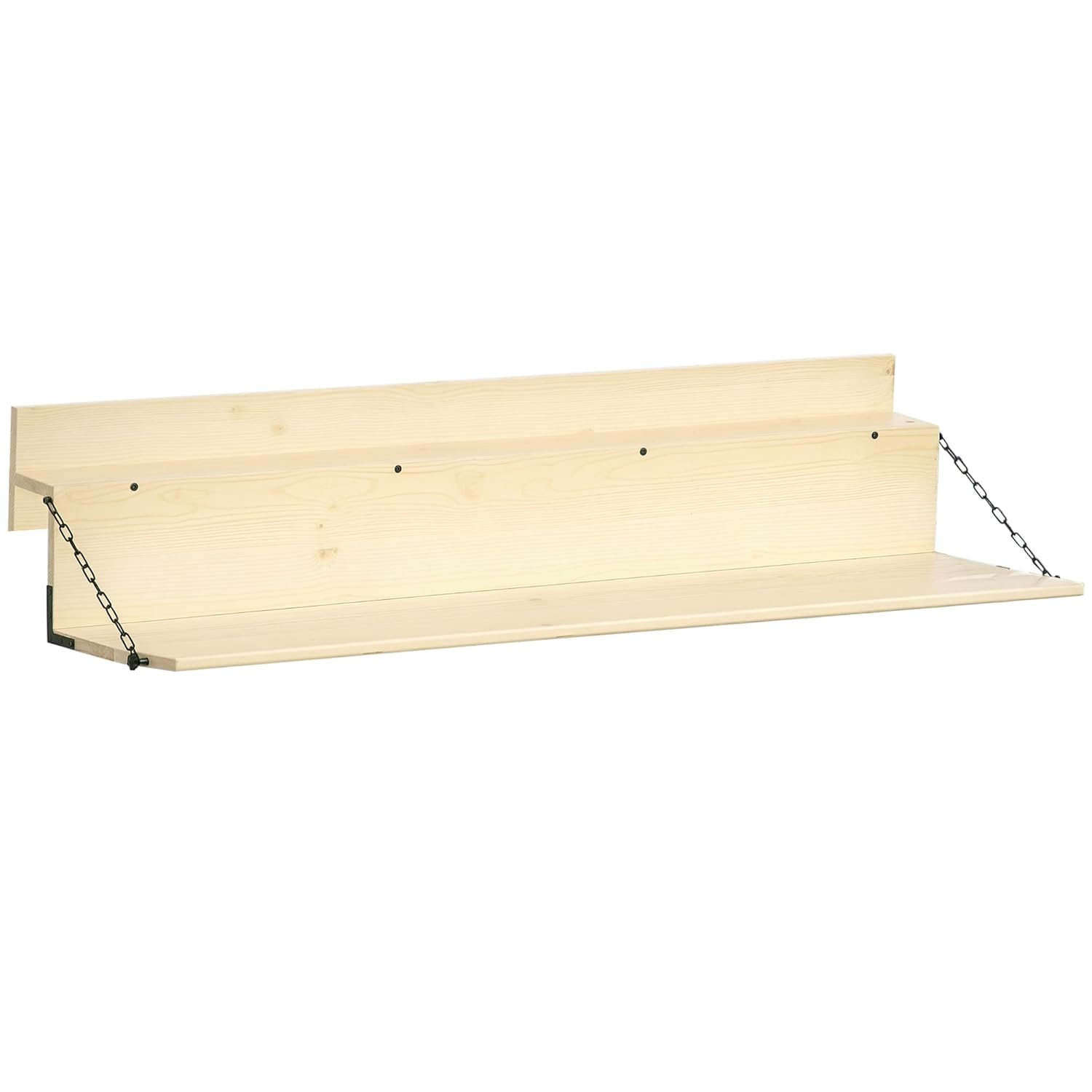 Outsunny Hanging Balcony Table, Spruce Wood Foldable Railing Bar, Serving Table & Desk, Fits up to 3.9 Inches, Natural