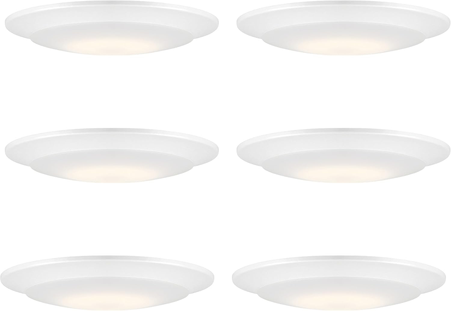 Designers Fountain LED Recessed Ceiling Lights 6 Pack, 7 inch CCT Disk Light Fixtures, Dimmable, 1000 Lumens, 3000K /4000K, White Trim, RC7WHWH8102C-6