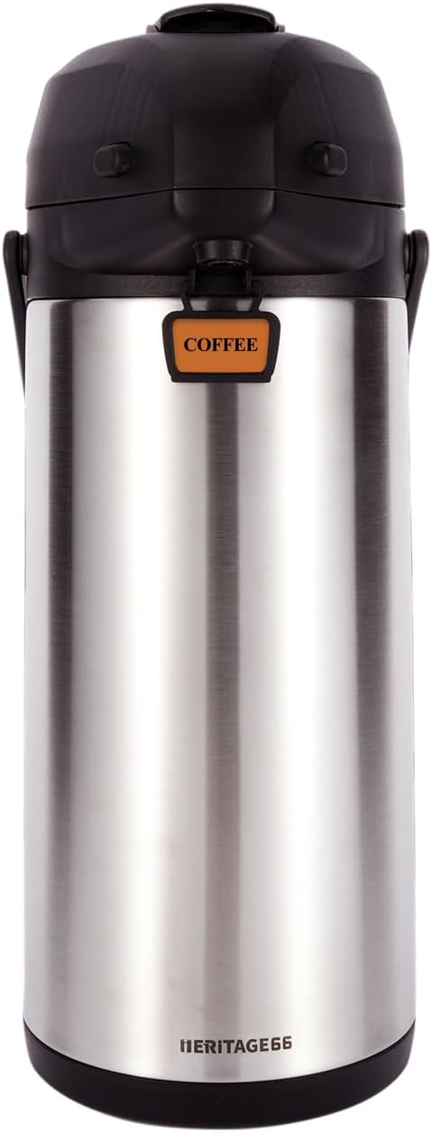 Heritage66 Advanced Thermal Coffee Carafe -Triple Wall Vacuum Insulated Flask- Thermos Keeping Beverages Hot for 12 Hours /24 Hours Cold Tea, Water, and Coffee Dispenser (3 Liter / 101 Oz)
