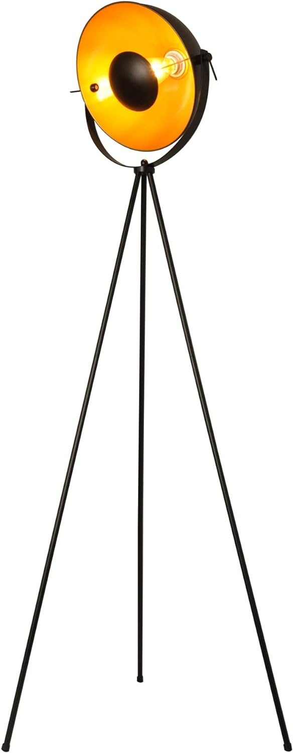 Modern Industrial Vintage Tripod Floor Table Lamp - Metal Wooden Nautical Cinema Standing Searchlight - Reading Light for Living Room Movie Theatre Decoration Adjustable Height (excluding Bulb)