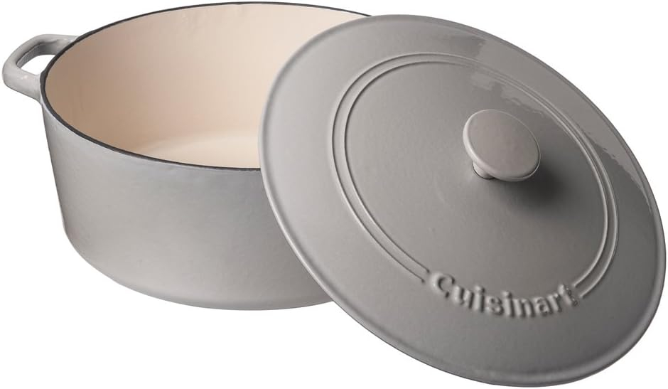 Cuisinart Cast Iron Casserole, Dutch Oven, 7-Quart, Cool Grey