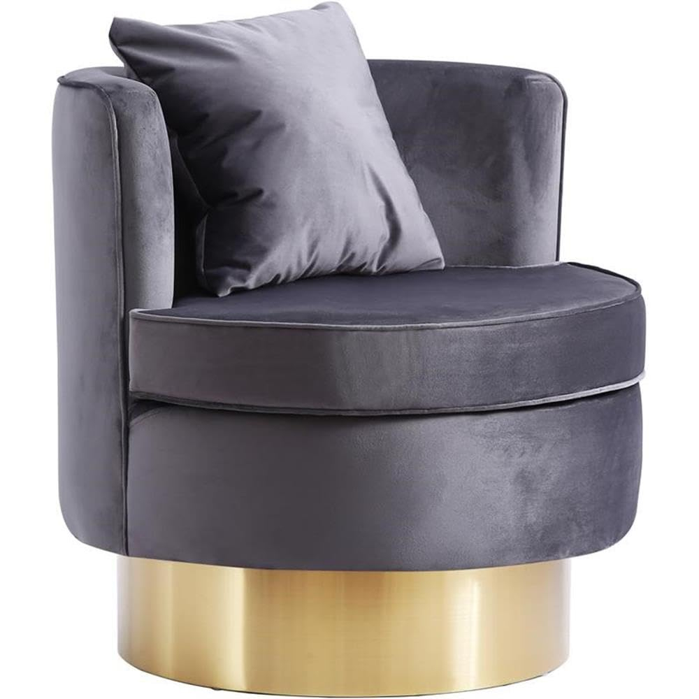 Meridian Furniture Kendra Grey Velvet Swivel Accent Chair