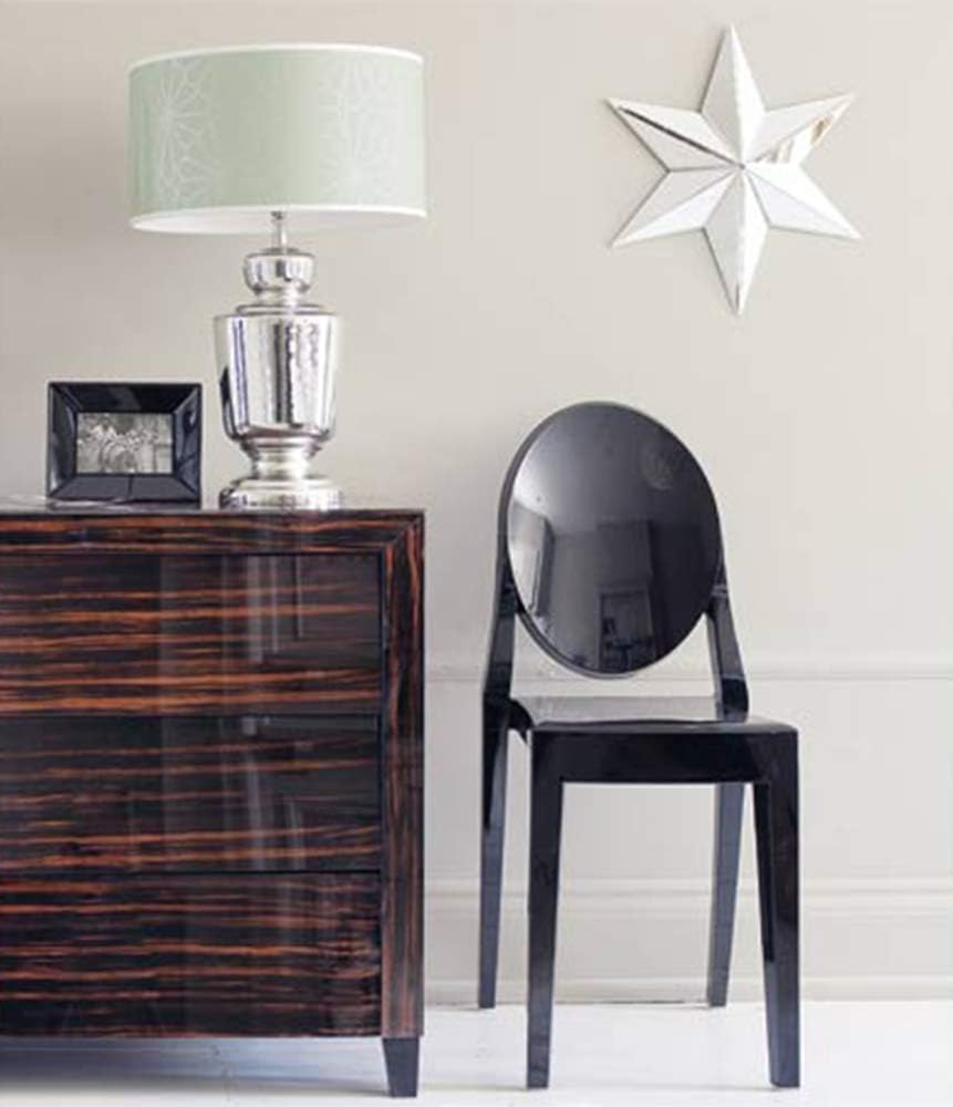 2xhome Modern Contemorary Dining Ghost Side Chair Stackable Victorian Acrylic Plastic Vanity Chair, Black