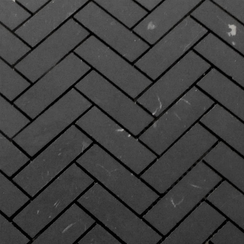 Stone Center Online Nero Marquina Black Marble 1x3 Herringbone Mosaic Tile Honed Kitchen Bath Wall Floor Backsplash Shower (1 Sheet)