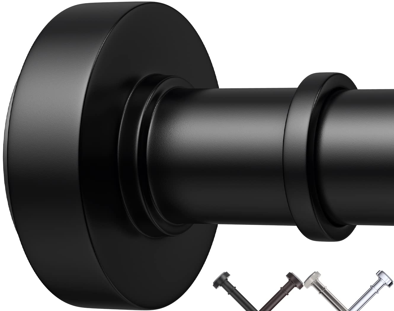 BloomFlower Chrome Shower Rod with 12 Hooks, Adjustable 43-72 inches,Rust Resistance,Tension Metal Rod,No Drill,Silver