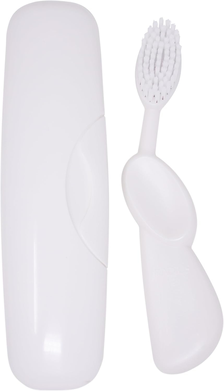 RADIUS Toothbrush Original Big Brush, BPA Free ADA Accepted - Right Hand - White Brush with White Case