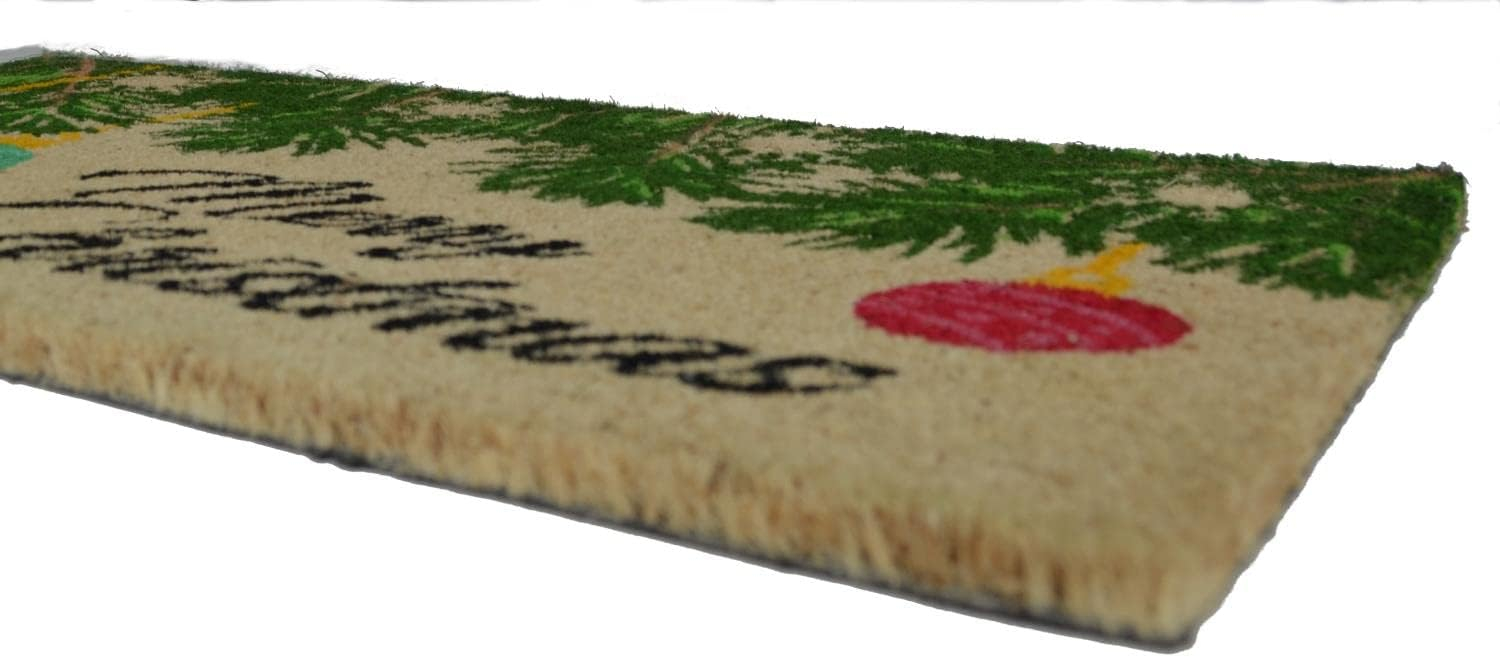 PVC Backed Merry Christmas, 30"x18"x0.5", Natural Coconut Husk Coir Door Mat