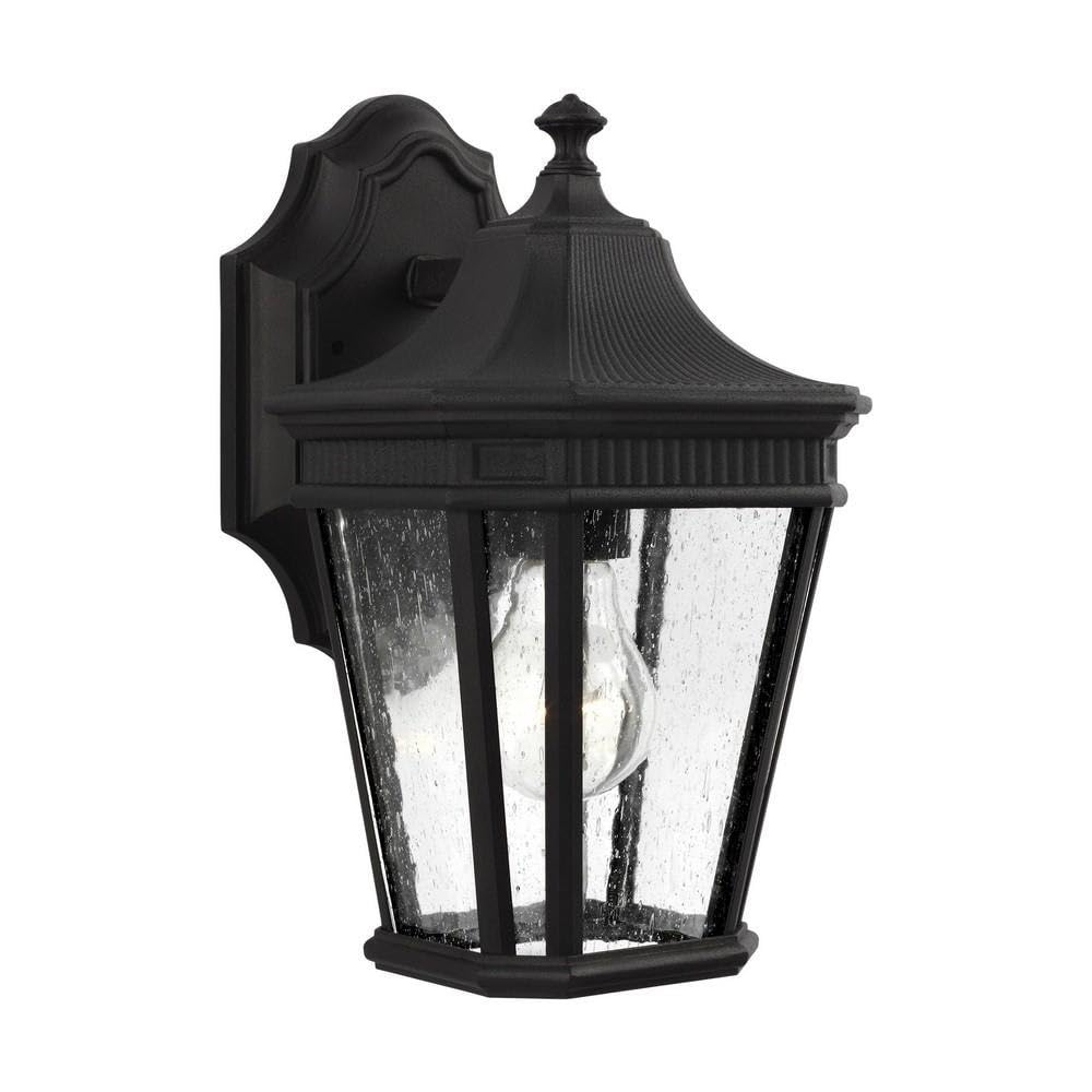 Sea Gull Lighting OL5420BK Cotswold Lane - Outdoor Wall Lantern Traditional Aluminum Approved for Wet Locations in Traditional Style - 6.5 Inches Wide by 11.5 Inches High