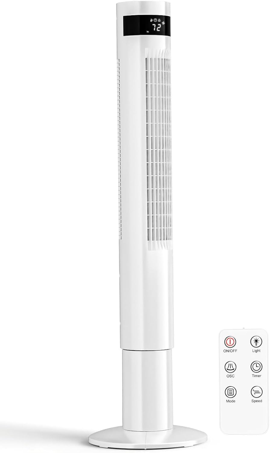 Tower Fan Portable Electric Oscillating Fan Quiet Cooling Remote Control Standing Bladeless Floor Fans 3 Speeds Wind Modes Timer Bedroom Office (36 inch, Black)