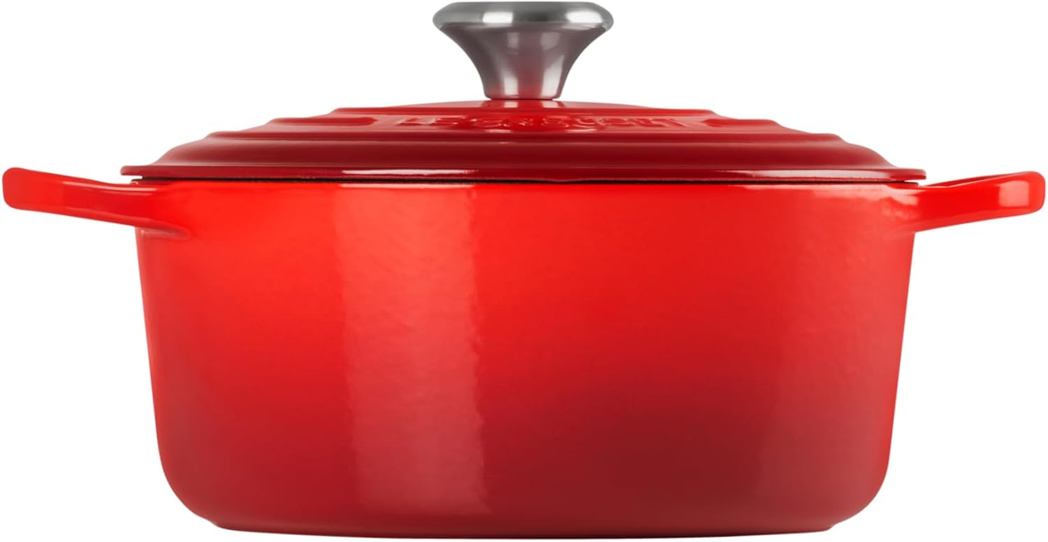 Cerise Red Enameled Cast Iron Round Dutch Oven, 4.5 qt