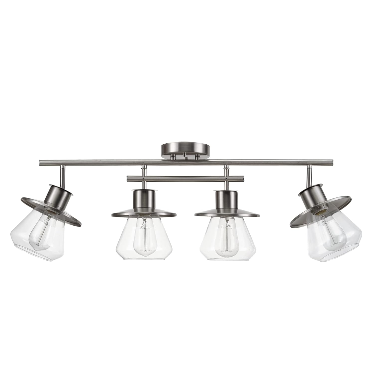 Globe Electric Nate 4-Light Brushed Nickel Track Lighting Kit with Clear Glass Shades, 57504