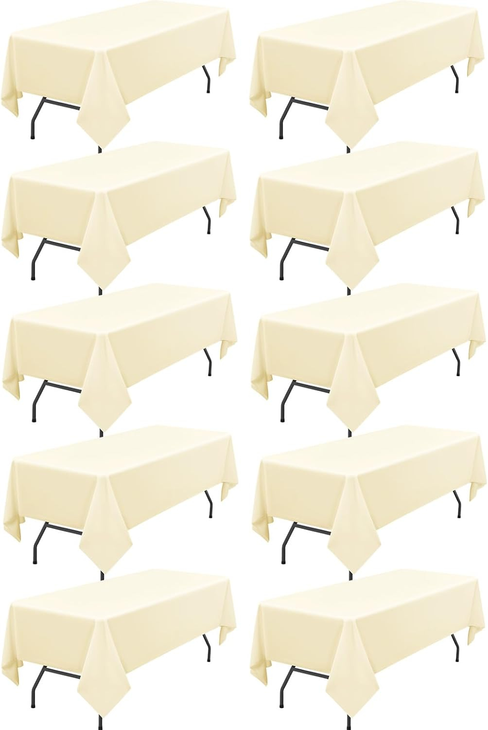 10 Pack Beige Tablecloth 60x102 inch Polyester Fabric Tablecloths for 6 Foot Rectangle Tables Wrinkle Resistant Linen Tablecloth Washable Table Covers for Party Wedding Events and Camping