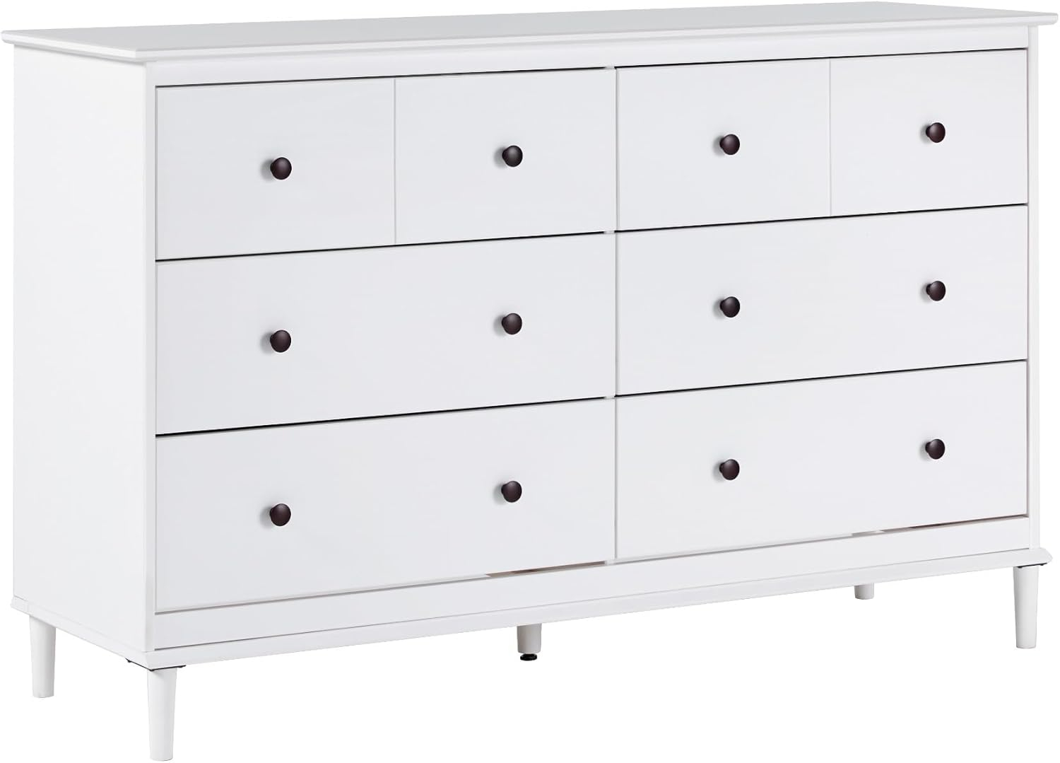 Walker Edison Mid-Century Modern 6-Drawer Solid Wood Dresser, White