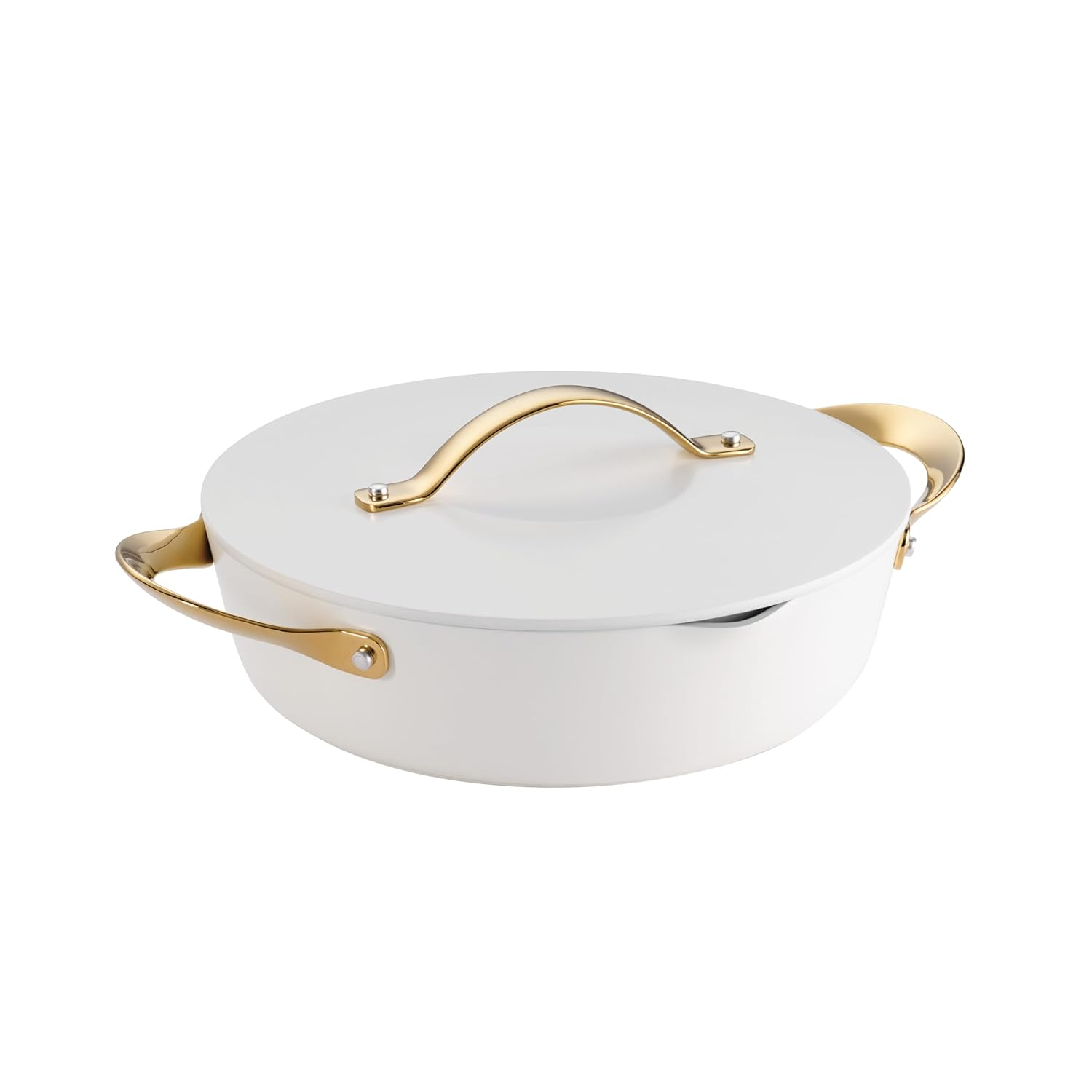 Tramontina Fiora 4.25-Quart Multipurpose Ceramic Non Stick Cooking Pan with Lid, White