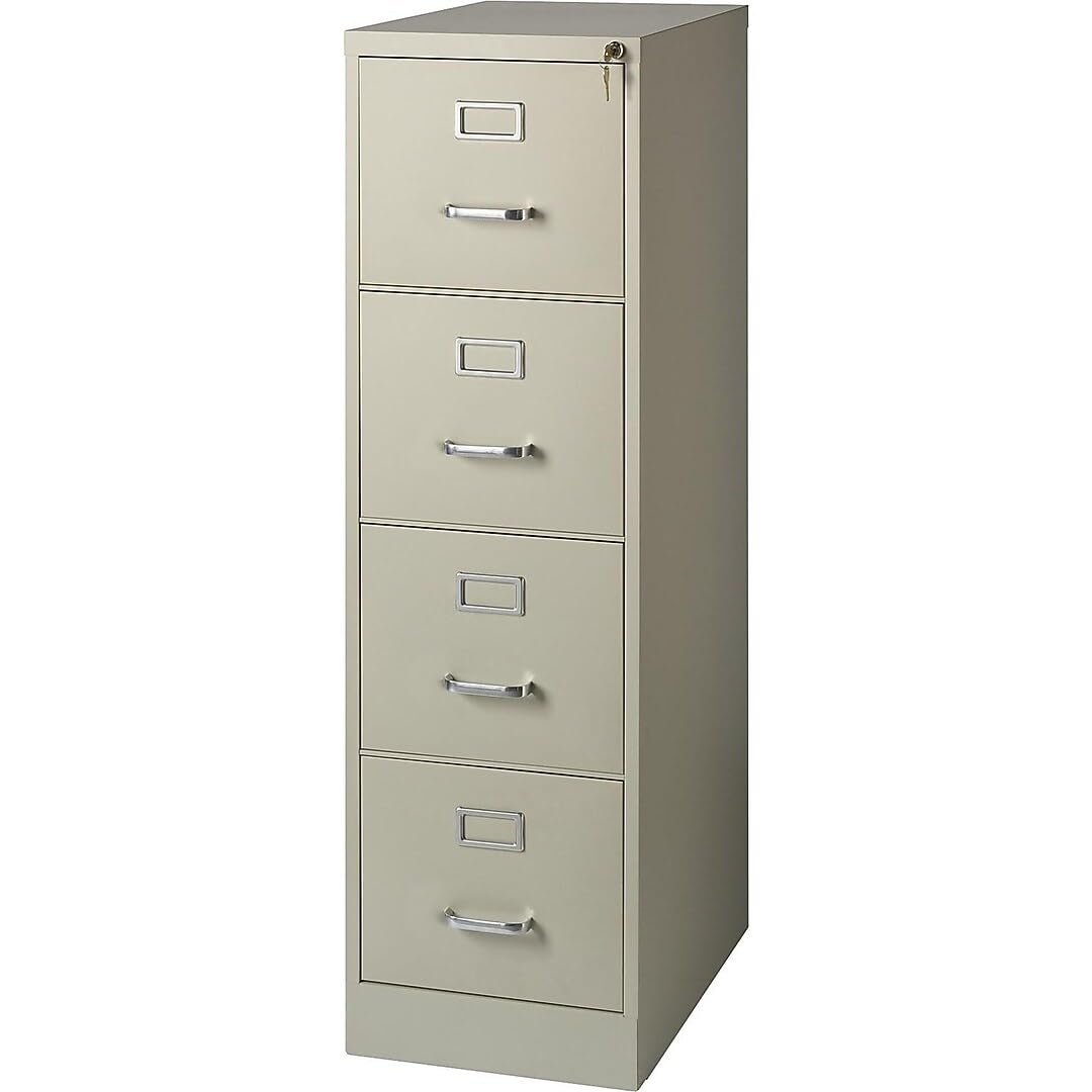 STAPLES Commercial 4-Drawer Vertical File Cabinet, Letter Size, Lockable, 51.97" H x 15" W x 22" D, Putty (22336D)